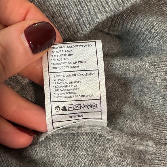 Quince Mongolian 100% Cashmere V-Neck Sweater Pullover Cozy, Heather Gray - Picture 13 of 15